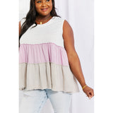 White Birch Full Size Watching the Sunset Color Block Babydoll Top - Spicie's Boutique