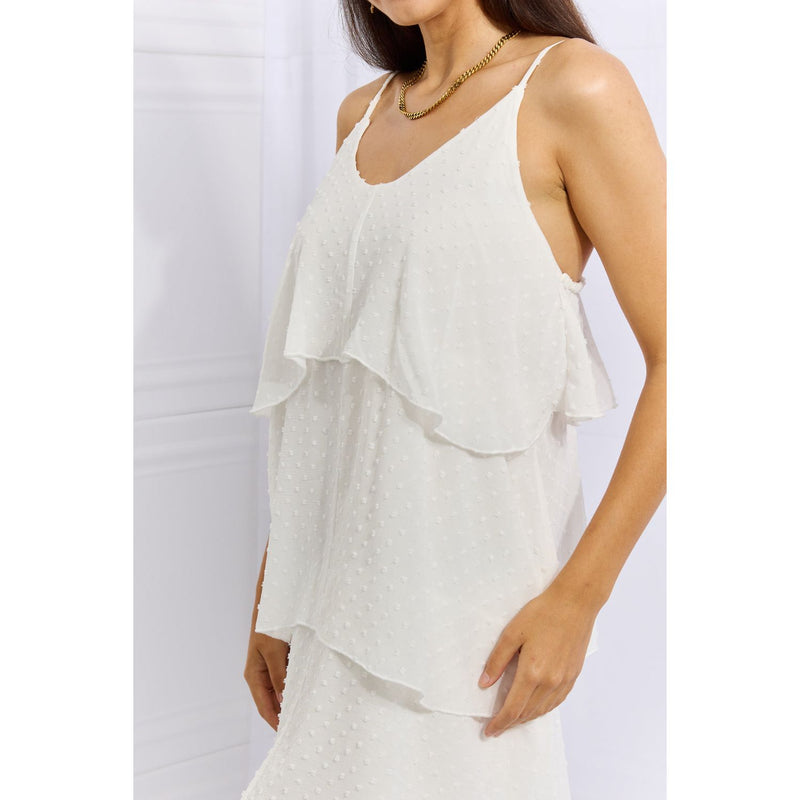 Cascade Ruffle Style Cami Dress- Soft White - Spicie's Boutique