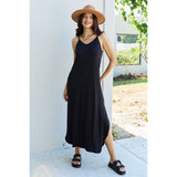 Good Energy Cami Side Slit Maxi Dress- Black - Spicie's Boutique