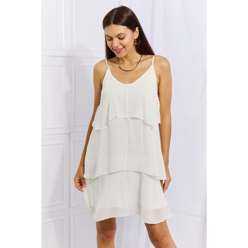 Cascade Ruffle Style Cami Dress- Soft White - Spicie's Boutique