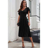 Flutter Sleeve Surplice Midi Dress - Spicie's Boutique