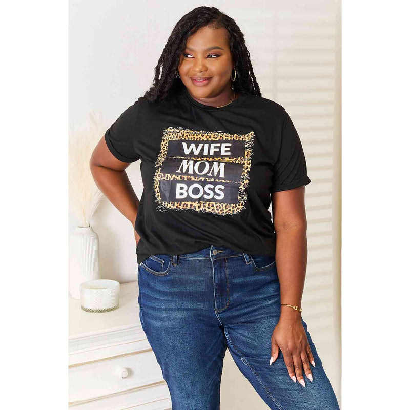 Simply Love WIFE MOM BOSS Leopard Graphic T-Shirt - Spicie's Boutique