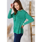 Zenana Washed Half Button Exposed Seam Waffle Top - Spicie's Boutique